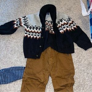 Janie and jack toddler boy jeans and sweater set worn once. No damage